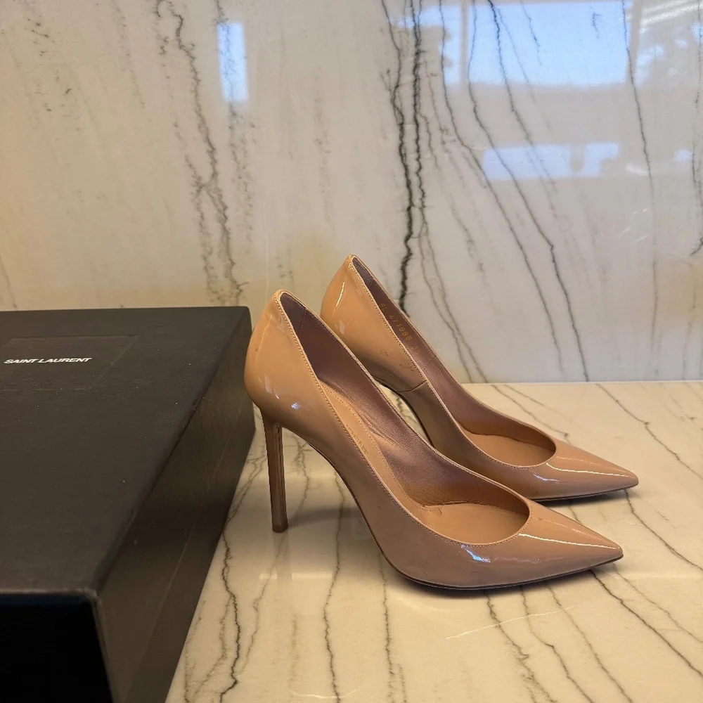 SAINT LAURENT / YSL PATENT LEATHER NUDE PUMP 105MM SIZE 35/5 - Picture 2 of 7